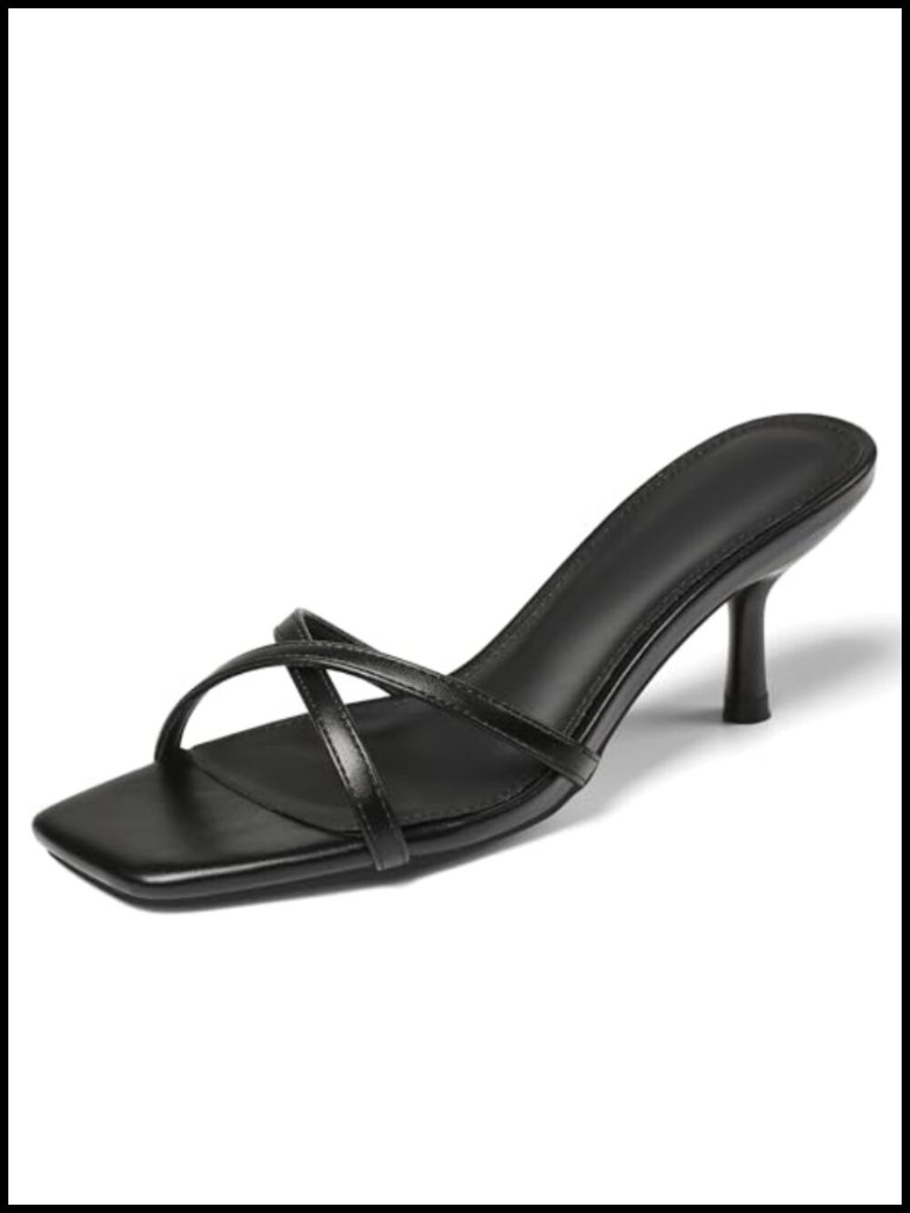 Kitten Heels Square Open Toe Heeled Sandals Low Stiletto Slip On